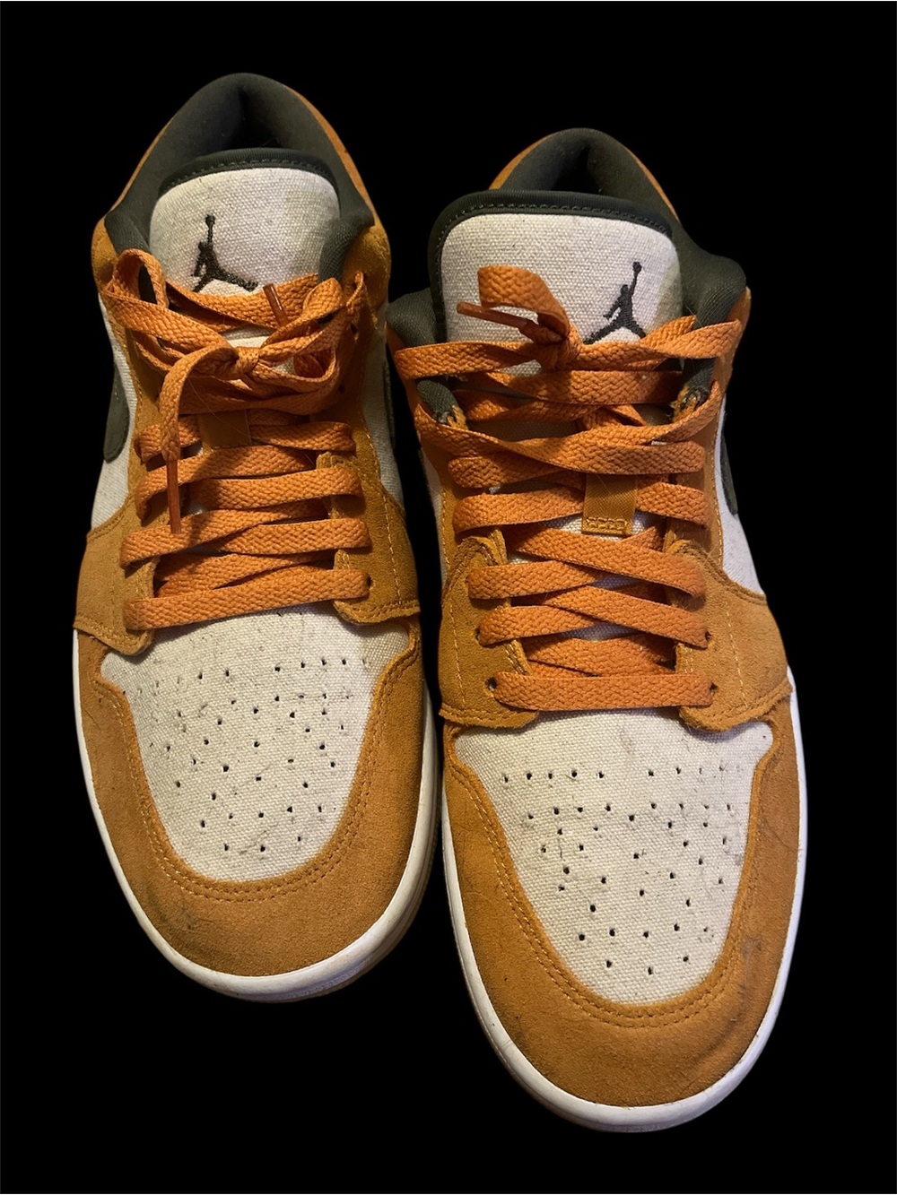 Jordan Low-Top Sneakers in Mustard Yellow, Cream, Army Green